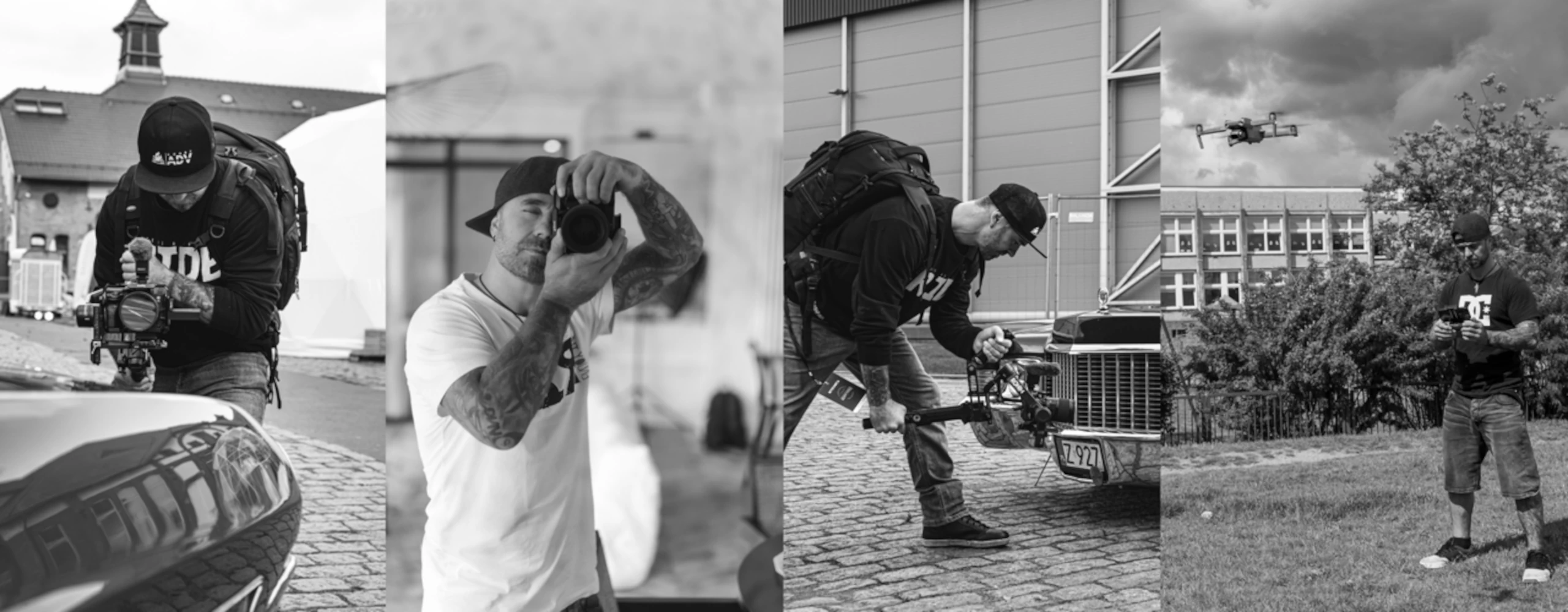 zestaw zdjęć z fotografem